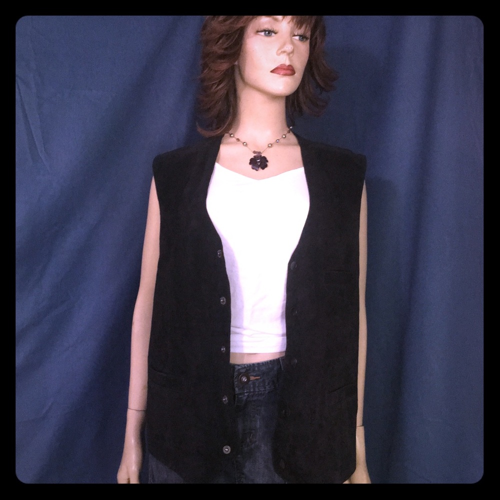 NWT Black Suede Vest Genuine Leather XLarge